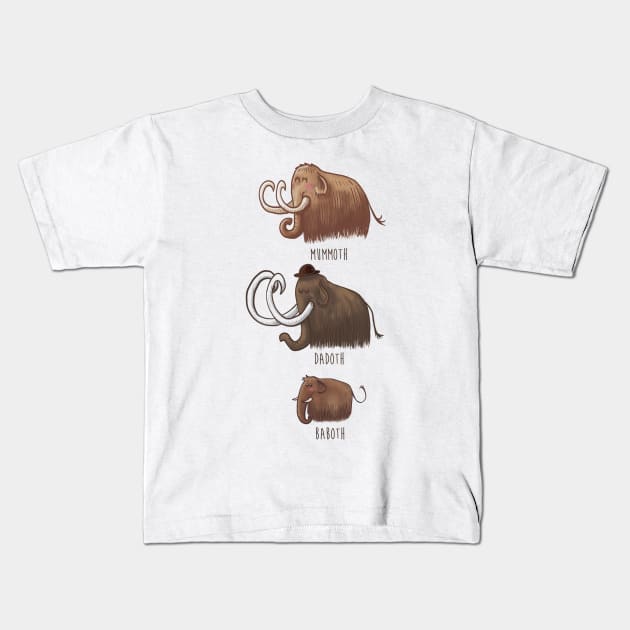 Mammoth Family Kids T-Shirt by Mistersheep